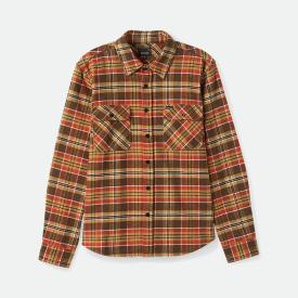 Brixton Bowery Heavy Weight L/S Flannel Shirt - Desert Palm / Antelope / Burnt Red