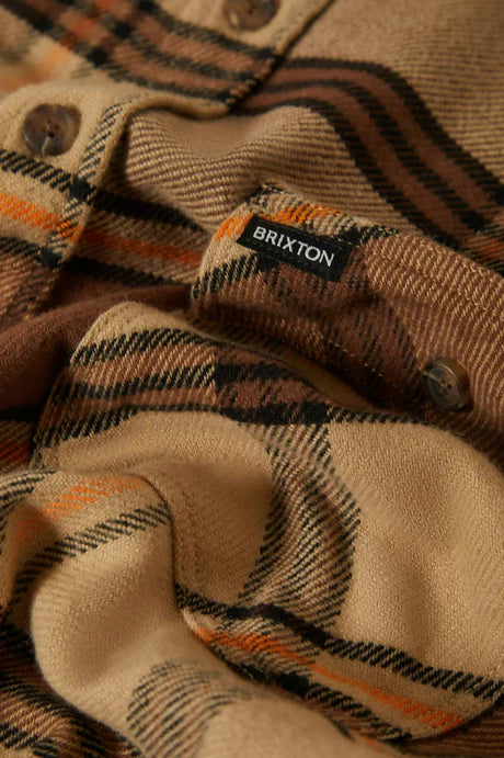 Brixton Bowery Flannel Sand/Pinecone/Solar Orange