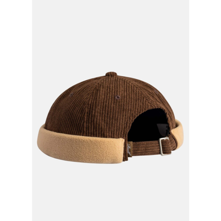 Reell Docker Cap - Dark Brown Cord Beige Fleece