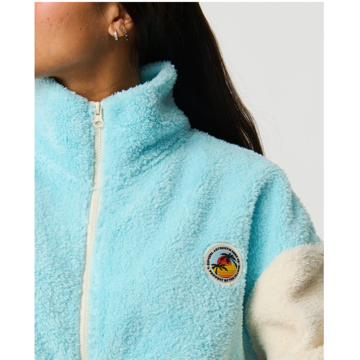 Ripcurl Surf Revival Heritage Zip Through Polar Fleece - Light Blue Bone