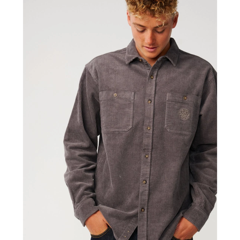 RipCurl Hemd Premium Surf Cord Langarm - Deep Mushroom