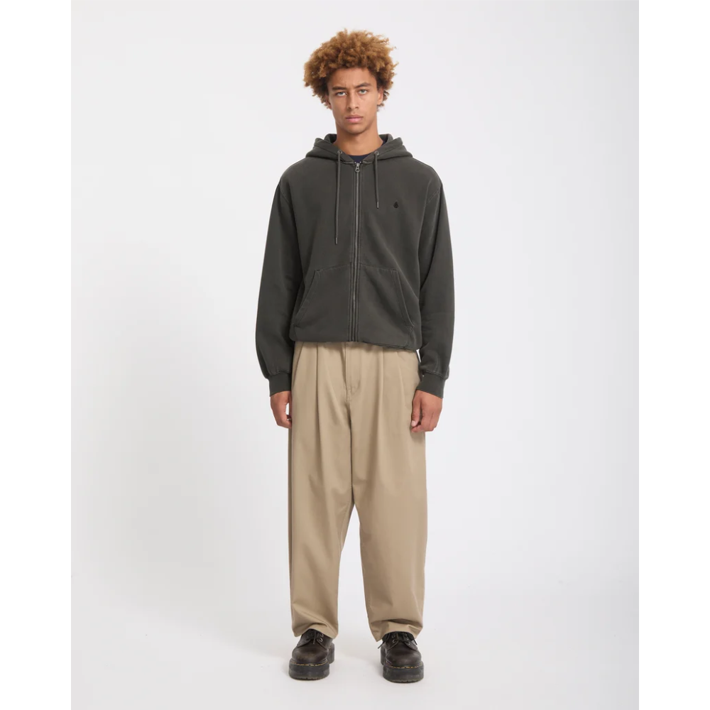 Volcom Single Stone Zip Sweatshirt - Rinsed Black RIB