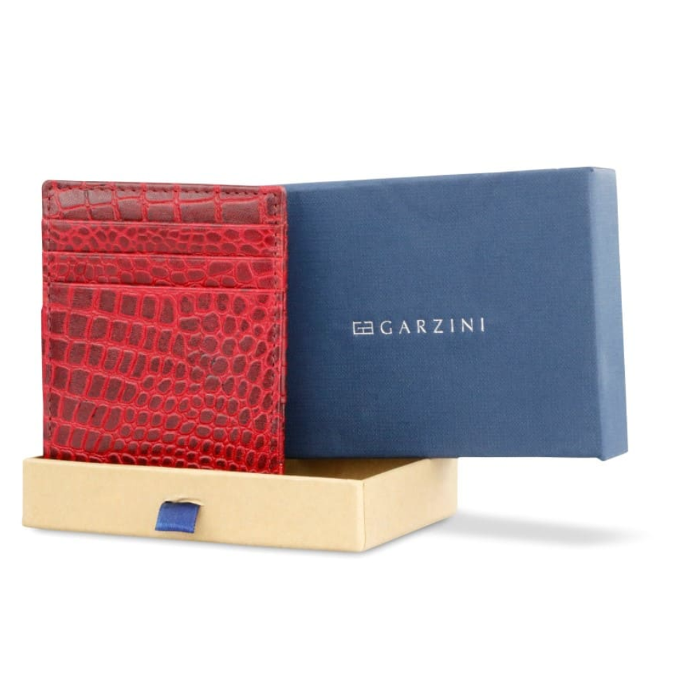 Garzini / Hunterson Essenzial Coin Magic Wallet 7 Cards - Croco Burgundy