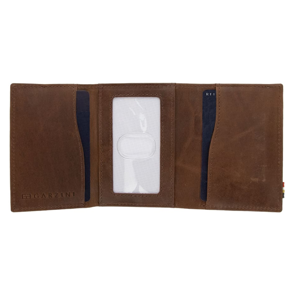 Garzini / Hunterson Metal Wallet Trifold - 12 Cards - gebürstet Braun