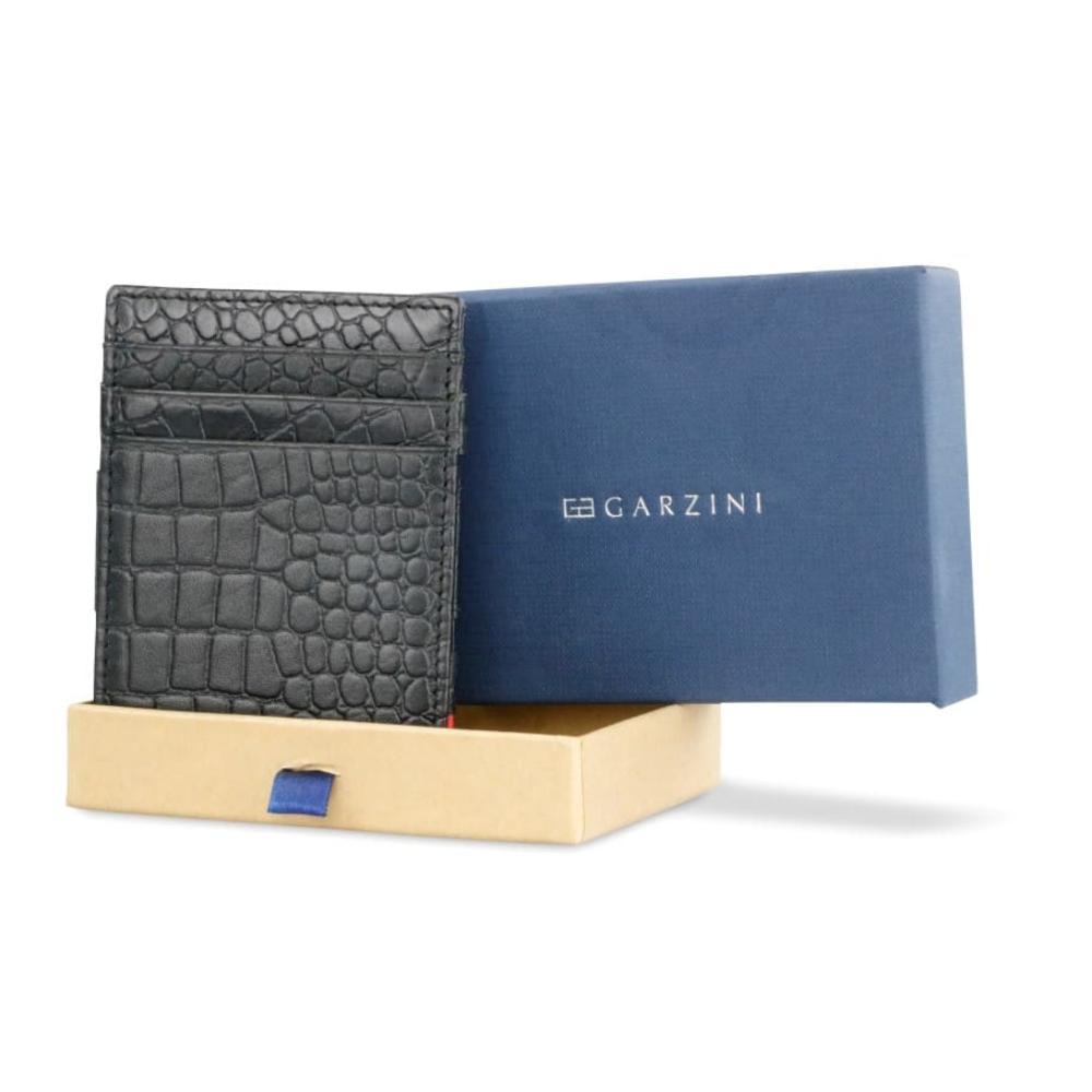 Garzini / Hunterson Essenzial Coin Magic Wallet 7 Cards - Croco Black