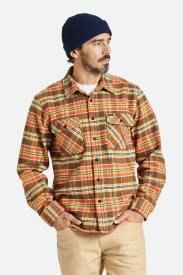 Brixton Bowery Heavy Weight L/S Flannel Shirt - Desert Palm / Antelope / Burnt Red
