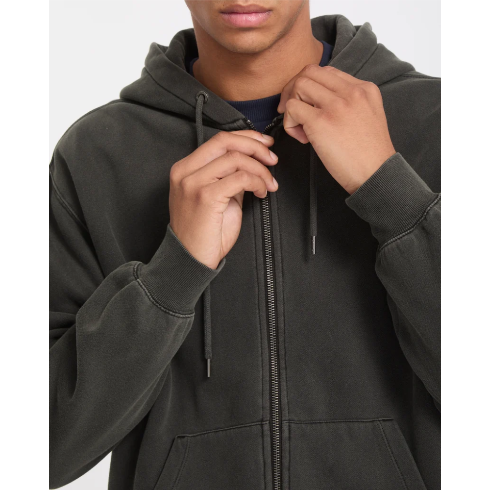 Volcom Single Stone Zip Sweatshirt - Rinsed Black RIB