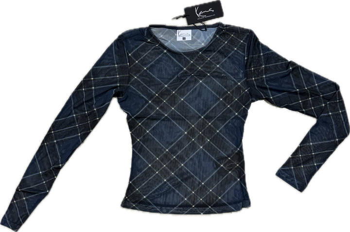 Karl Kani Signature  Check Mesh Longsleeve - Blue Black Off White