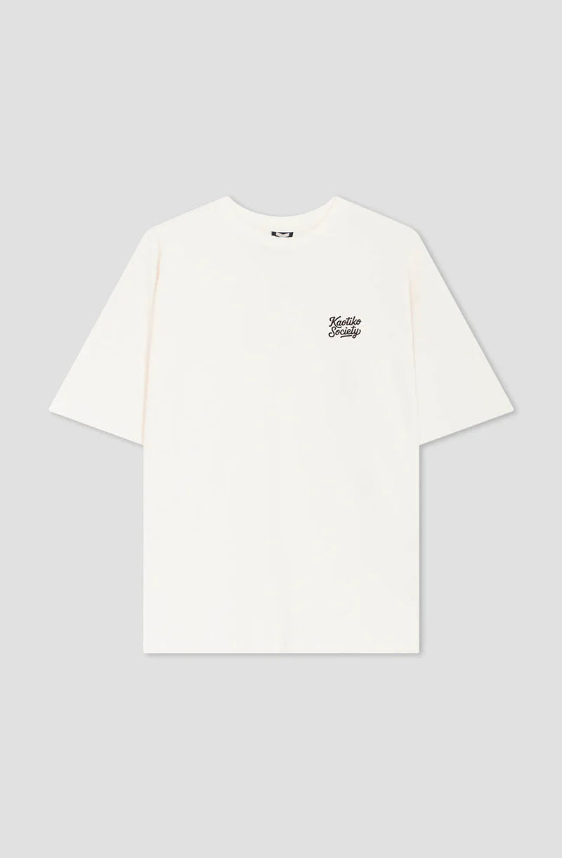 Kaotiko If Its Nice Elfenbeinfarbenes T-Shirt aus Bio-Baumwolle Ivory