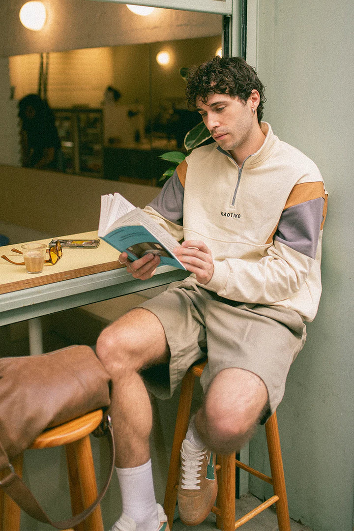 Kaotiko Crew Arthur Sweatshirt  Bone/Hazelnut Blue