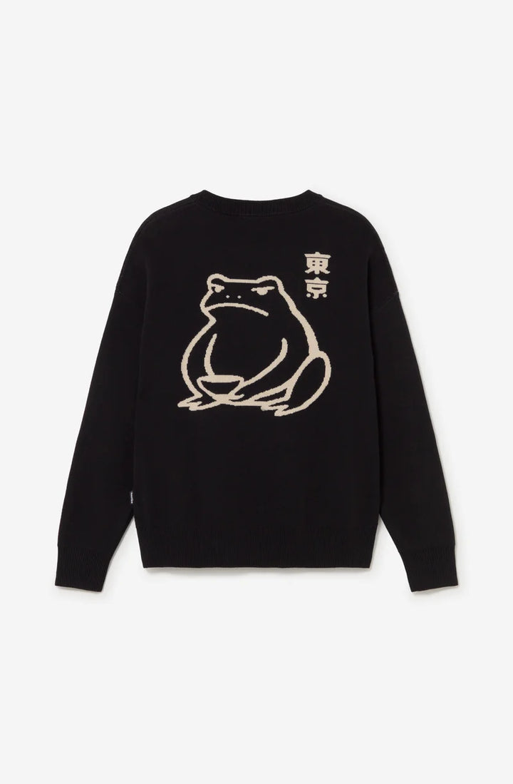 Kaotiko Ramen Frog Jersey Stick Pulli - Schwarz