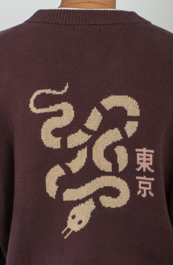 Kaotiko Cardigan Stick Jacke Snake - Braun
