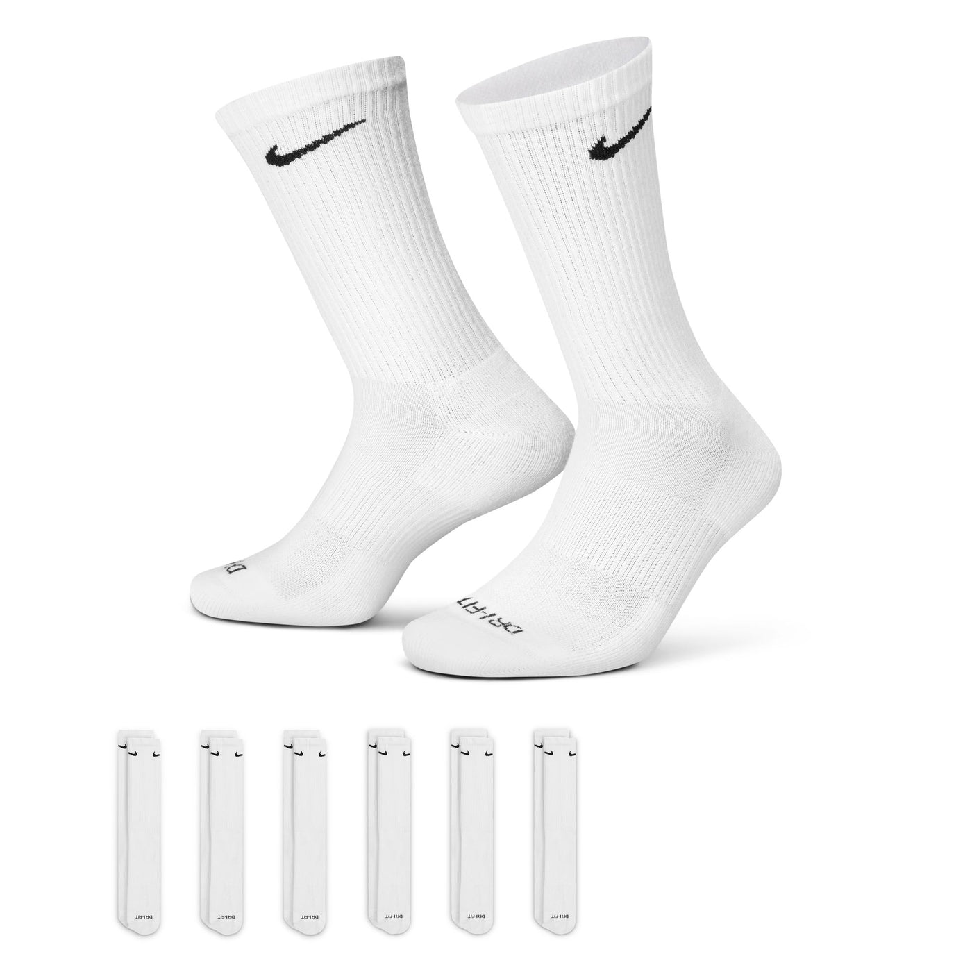 Nike 6897 Everyday Plus Cushioned Crew Socks (6Pair) - 100 White