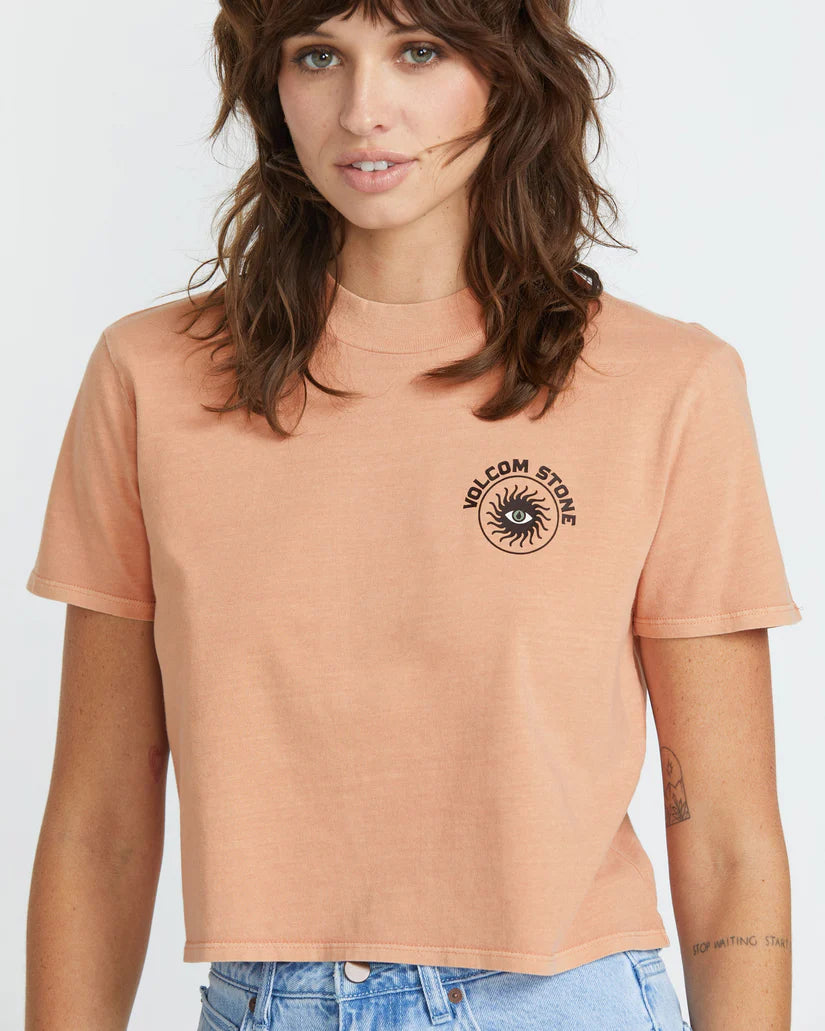 Volcom Dial Crop T-Shirt - Sand Brown