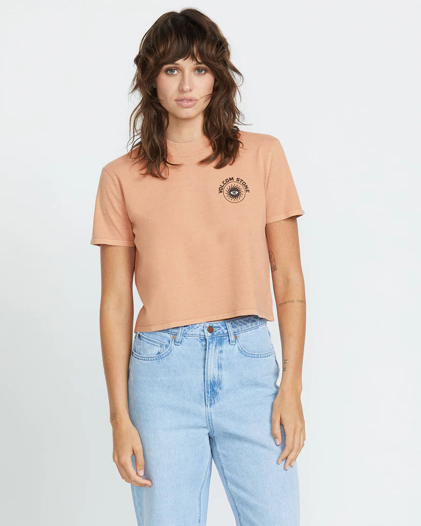 Volcom Dial Crop T-Shirt - Sand Brown