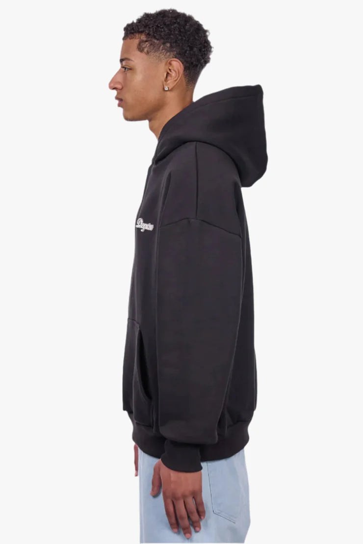 Dropsize HD-410 HEAVY OVERSIZE SCRIPT LOGO HOODIE BLACK