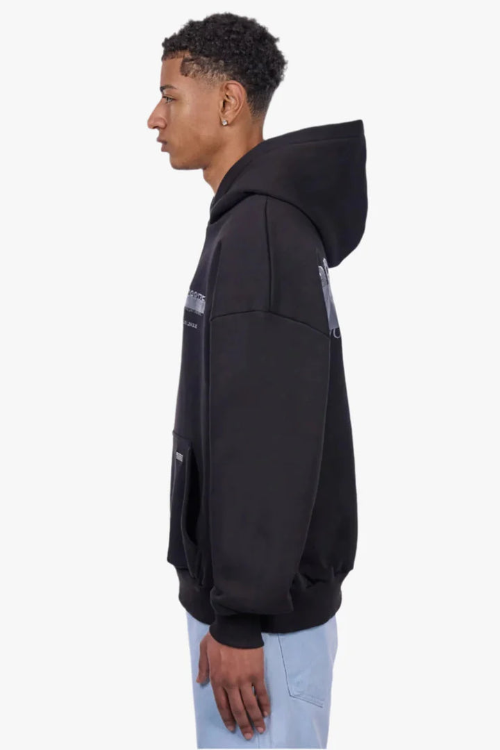Dropsize HD-420 HEAVY OVERSIZE CENSORED HOODIE BLACK