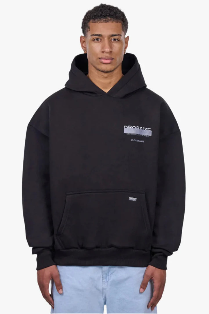 Dropsize HD-420 HEAVY OVERSIZE CENSORED HOODIE BLACK