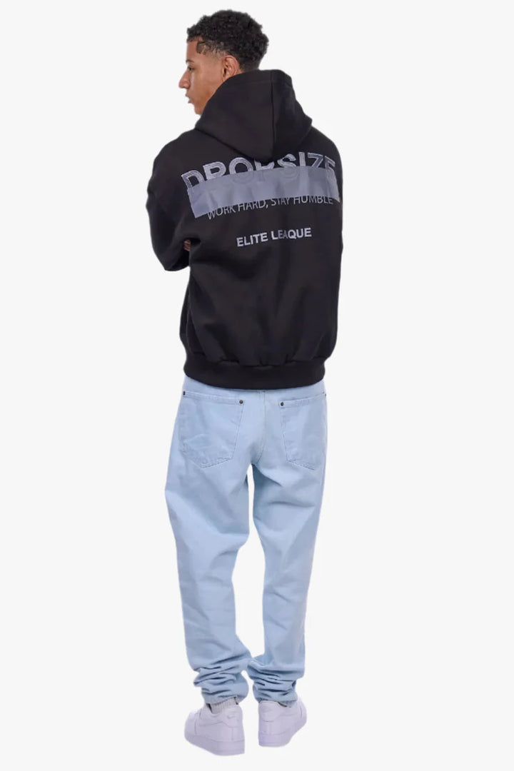 Dropsize HD-420 HEAVY OVERSIZE CENSORED HOODIE BLACK