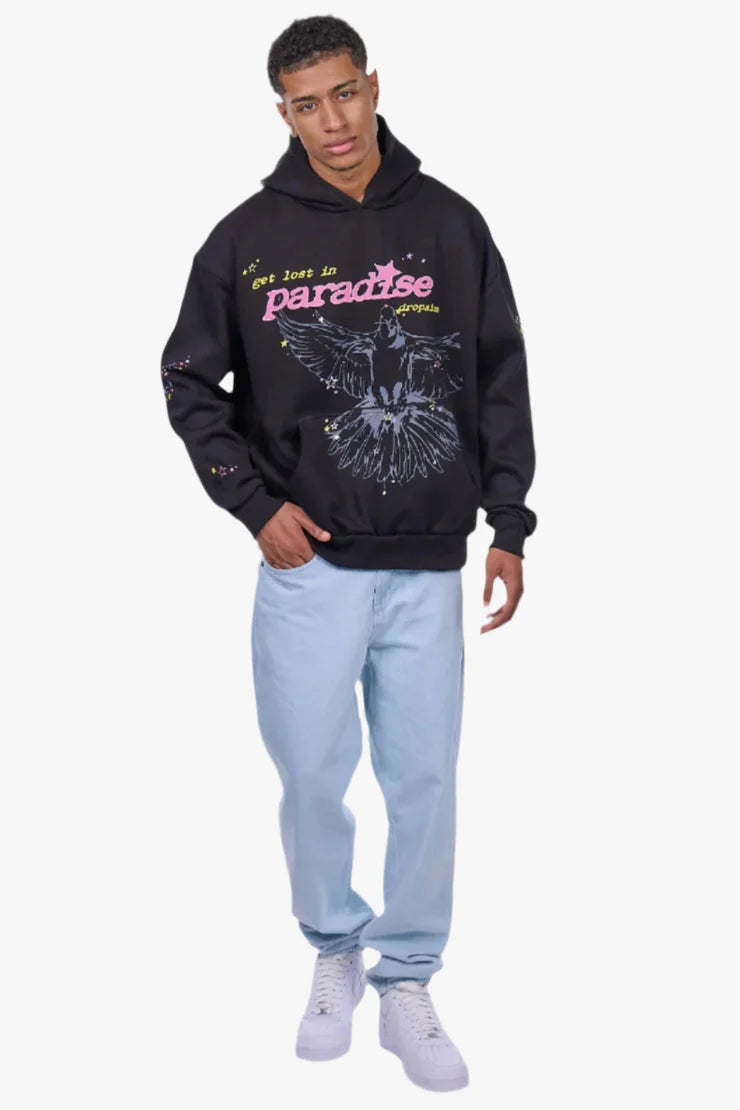 Dropsize HD-436 HEAVY OVERSIZE LOUD PARADISE HOODIE BLACK