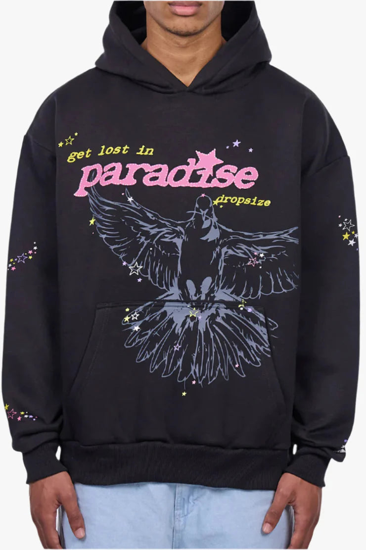 Dropsize HD-436 HEAVY OVERSIZE LOUD PARADISE HOODIE BLACK