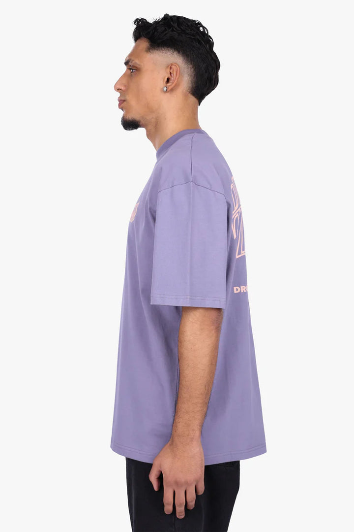 Dropsize TS-309 HEAVY OVERSIZE MIRRORED LOGO T-SHIRT GRANITE