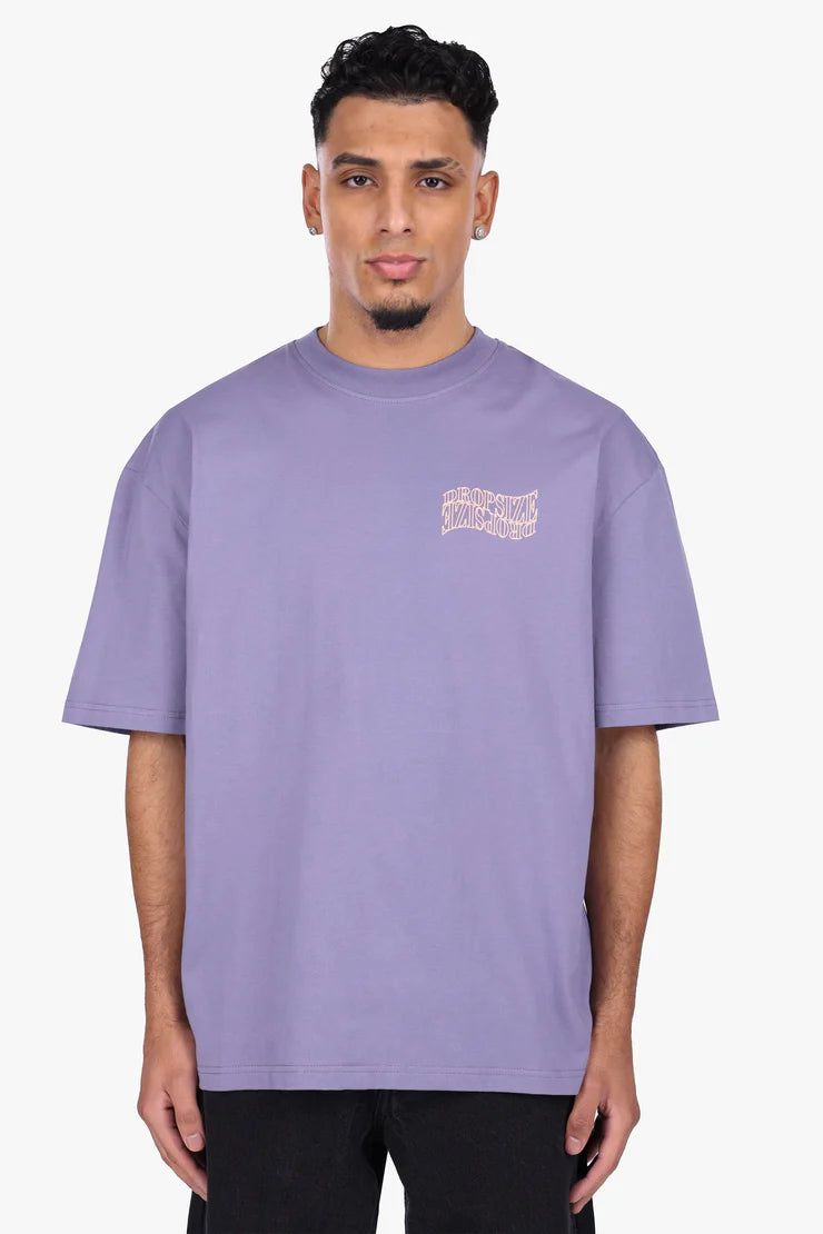 Dropsize TS-309 HEAVY OVERSIZE MIRRORED LOGO T-SHIRT GRANITE