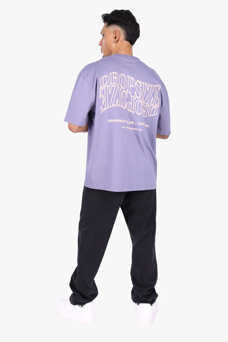 Dropsize TS-309 HEAVY OVERSIZE MIRRORED LOGO T-SHIRT GRANITE