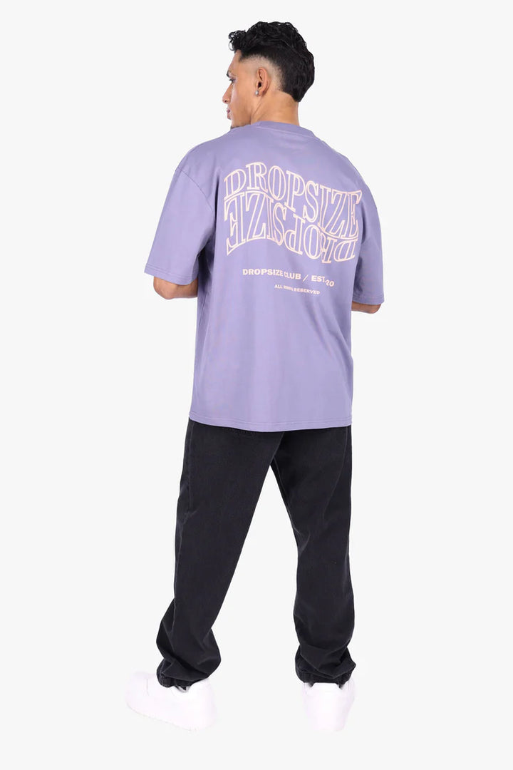 Dropsize TS-309 HEAVY OVERSIZE MIRRORED LOGO T-SHIRT GRANITE