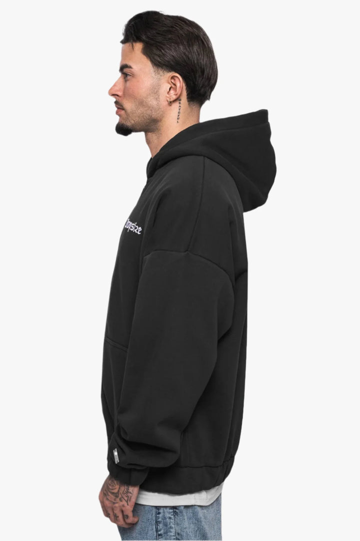 Dropsize ZH-001 SUPER HEAVY OVERSIZE BLANK ZIP HOODIE - Washed Black