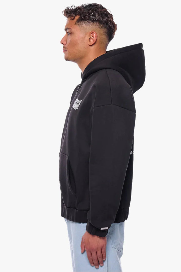 Dropsize ZH-010 HEAVY OVERSIZE MIRRORED LOGO ZIP-HOODIE Black