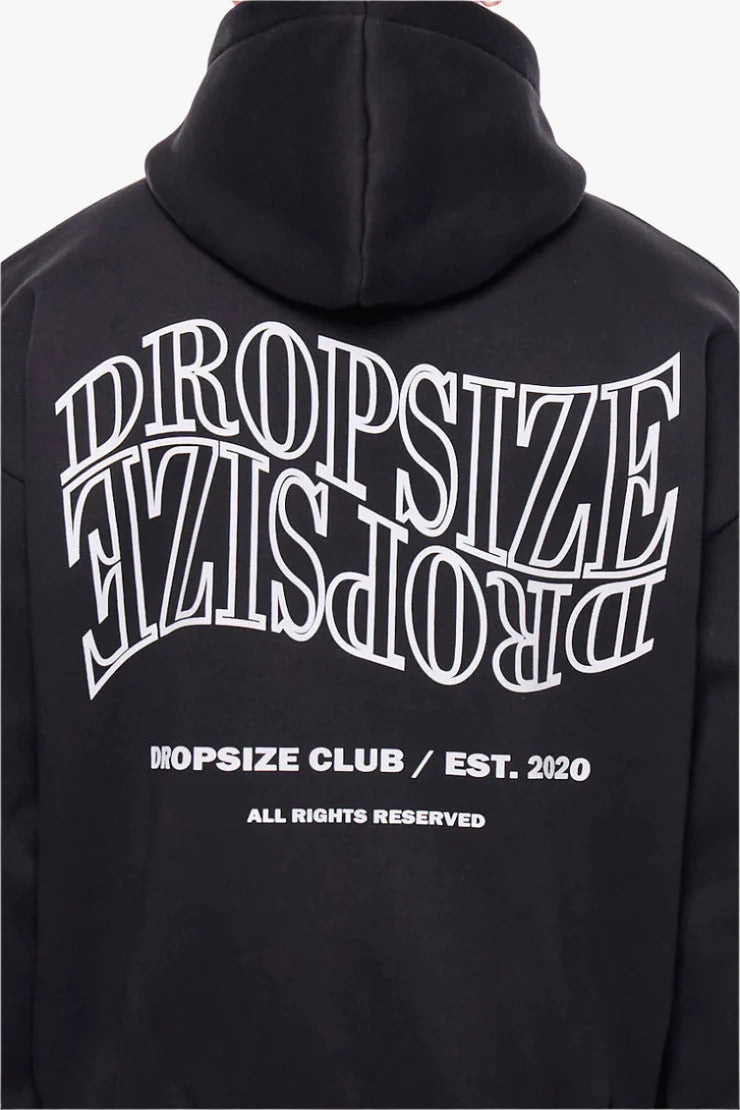 Dropsize ZH-010 HEAVY OVERSIZE MIRRORED LOGO ZIP-HOODIE Black