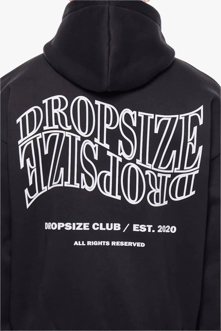 Dropsize ZH-010 HEAVY OVERSIZE MIRRORED LOGO ZIP-HOODIE Black