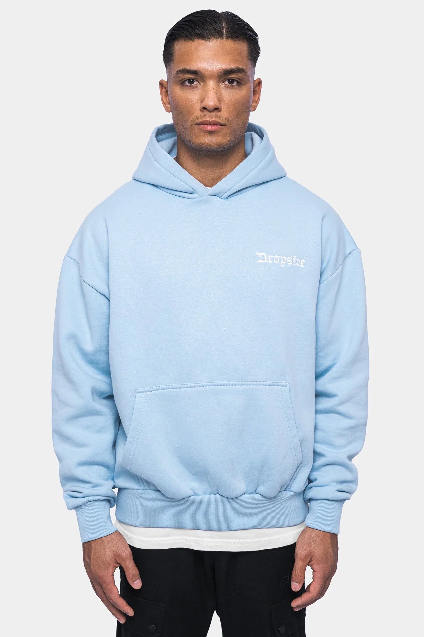 Dropsize HD-012 HEAVY OVERSIZE Embo Hoodie - Baby Blue