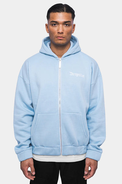Dropsize zh-001 Super Heavy Oversized Blank Zip-Hoodie - Baby Blue