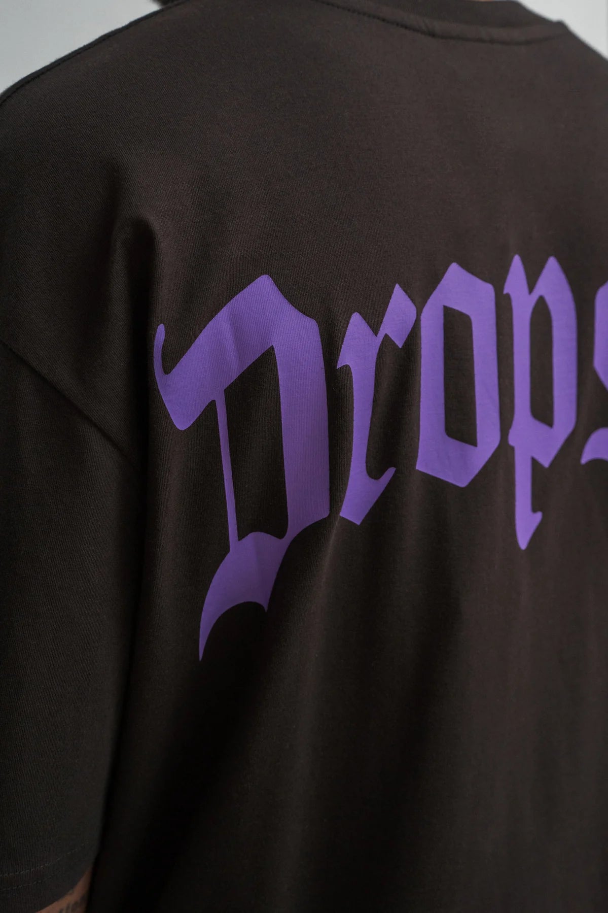 Dropsize TS-028 HEAVY OVERSIZE BACKPRINT T-SHIRT - Washed Black / Purple
