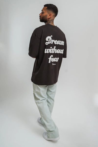 Dropsize TS-141 HEAVY DREAM WITHOUT FEAR T-SHIRT - WASHED BLACK