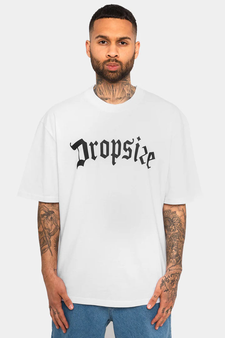Dropsize TS-061 HEAVY OVERSIZE LOGO T-SHIRT - WHITE