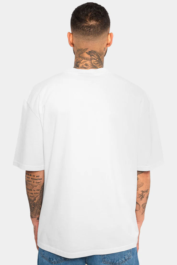 Dropsize TS-061 HEAVY OVERSIZE LOGO T-SHIRT - WHITE