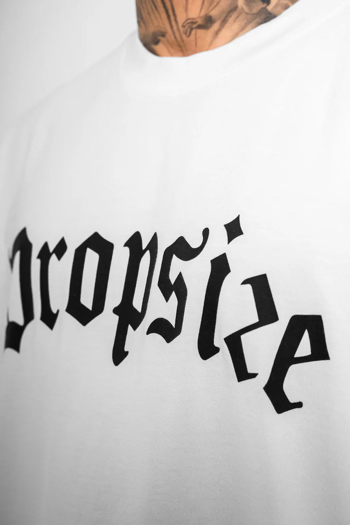 Dropsize TS-061 HEAVY OVERSIZE LOGO T-SHIRT - WHITE