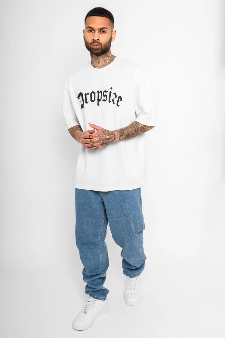 Dropsize TS-061 HEAVY OVERSIZE LOGO T-SHIRT - WHITE