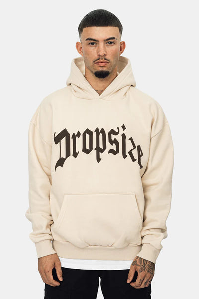 Dropsize HD-121 Heavy Oversized Puffer Print Hoodie - Coconut Milk