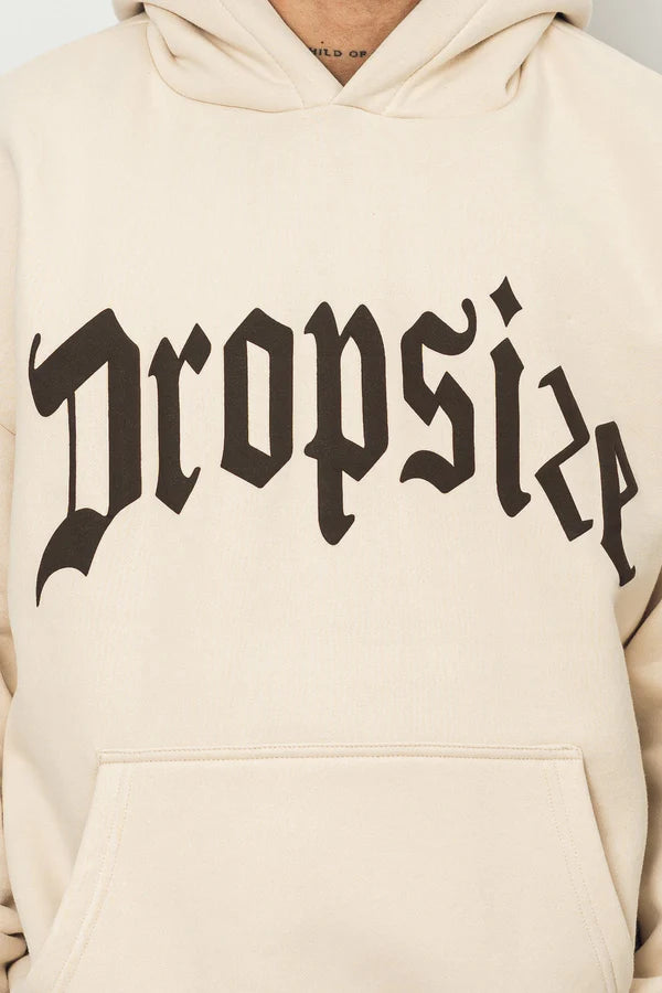 Dropsize HD-121 Heavy Oversized Puffer Print Hoodie - Coconut Milk