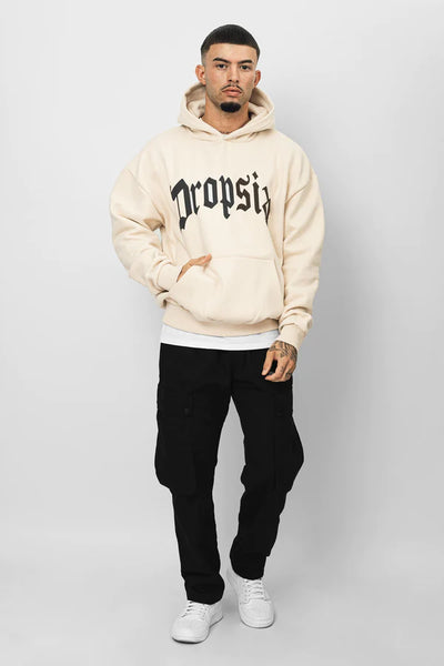 Dropsize HD-121 Heavy Oversized Puffer Print Hoodie - Coconut Milk