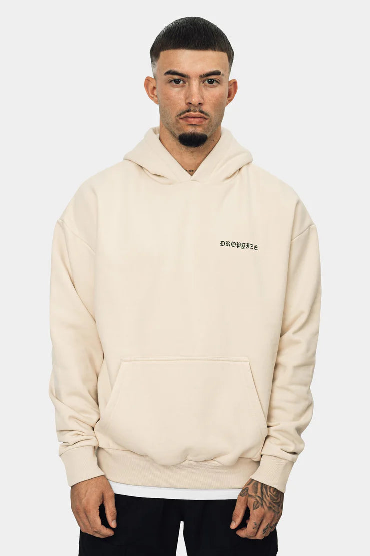 Dropsize HD-100 HEAVY OVERSIZE CIRCLE HOODIE - COCONUT MILK Beige