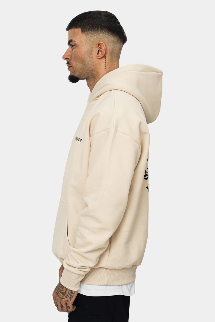 Dropsize HD-100 HEAVY OVERSIZE CIRCLE HOODIE - COCONUT MILK Beige