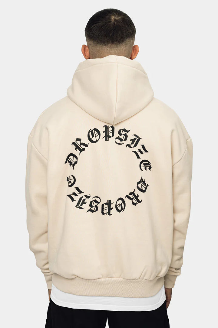 Dropsize HD-100 HEAVY OVERSIZE CIRCLE HOODIE - COCONUT MILK Beige
