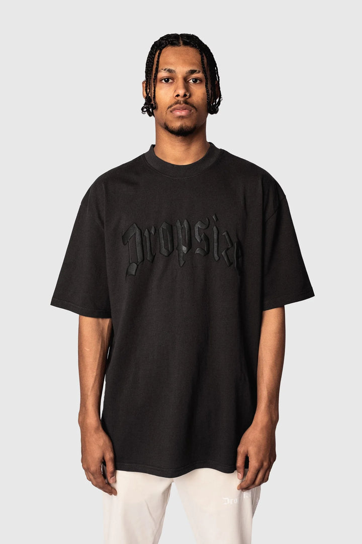 Dropsize TS-058 HEAVY OVERSIZE LOGO PUFFER PRINT T-SHIRT - WASHED BLACK
