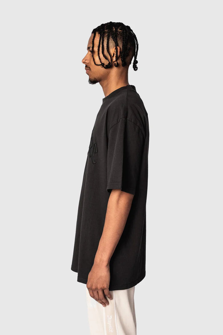 Dropsize TS-058 HEAVY OVERSIZE LOGO PUFFER PRINT T-SHIRT - WASHED BLACK