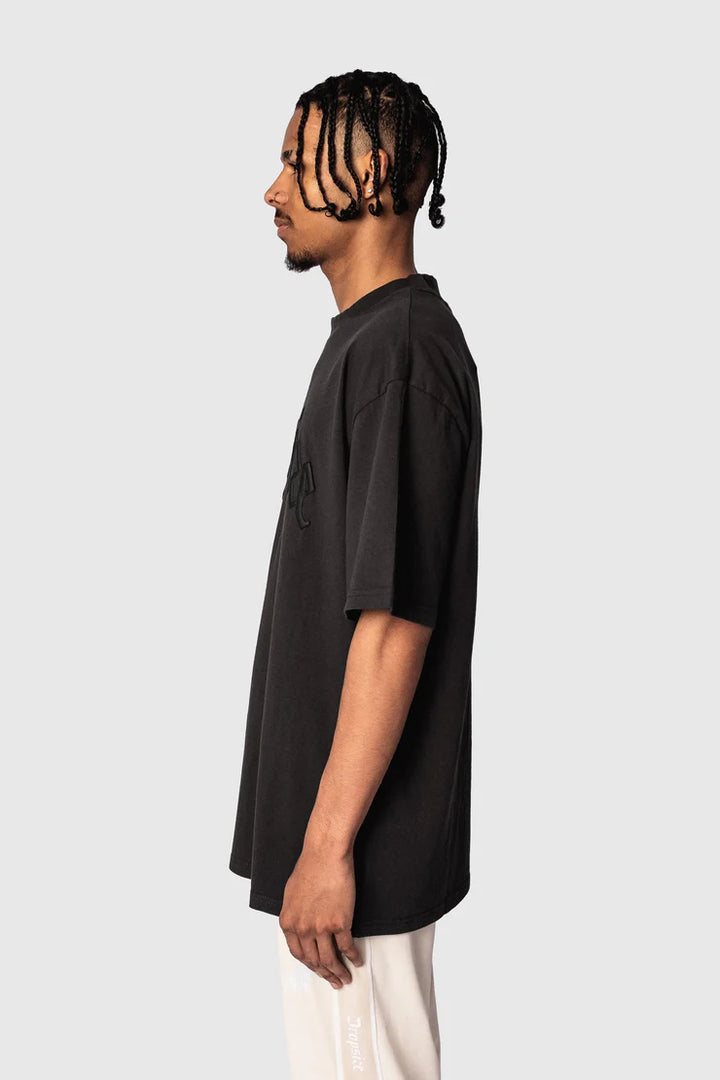 Dropsize TS-058 HEAVY OVERSIZE LOGO PUFFER PRINT T-SHIRT - WASHED BLACK
